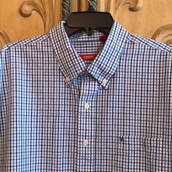 IZOD Mens Button Down Shirt Blue & White - Picture 2 of 8